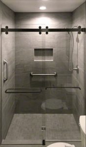 Frameless Cambridge Matt Black Bypass Shower Door Hardware Finish