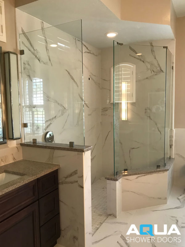 Frameless Clear Glass WalkIn Enclosure AQUA Shower Doors