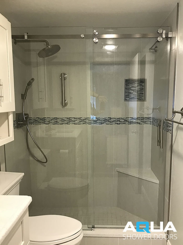3/8" Clear Glass Barn Style Frameless Shower Enclosure Sarasota