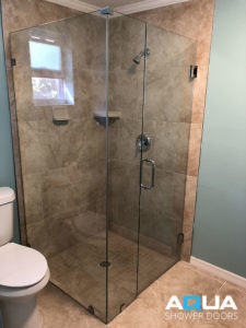 Frameless 90 Degree Angle Clear Glass Shower Door - AQUA Shower Doors