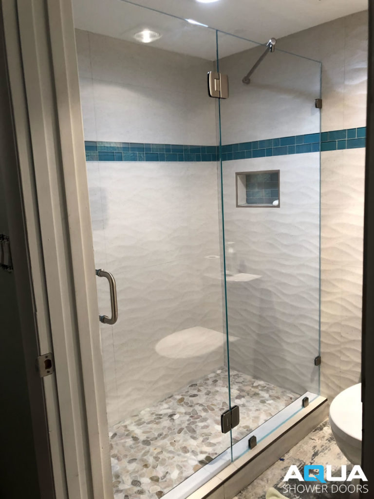 Frameless Shower Door with Inline Glass Panel - Ultra Clear