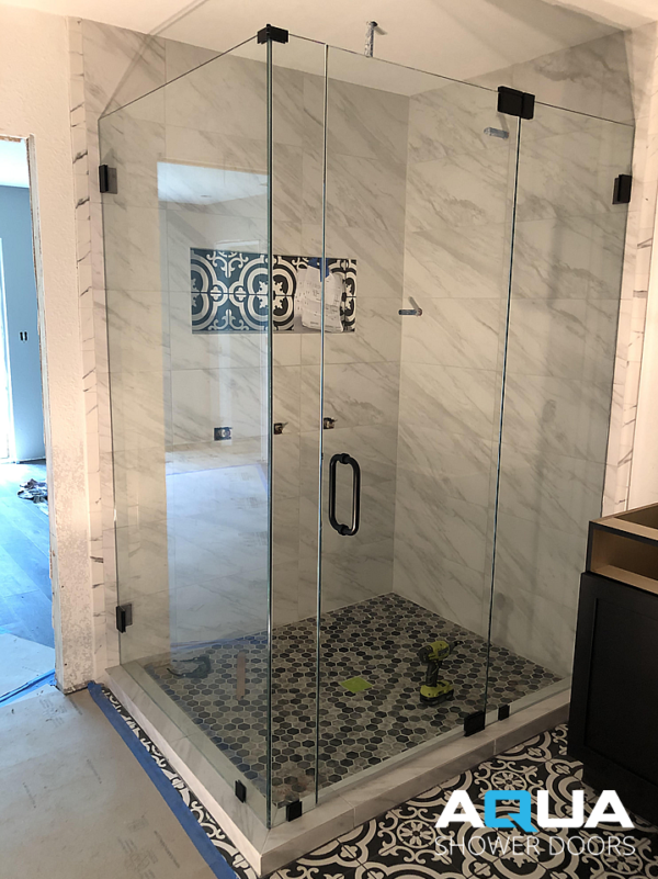 Frameless Clear Glass InLine Shower Door and Glass Panel